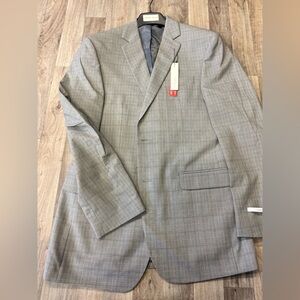Perry Ellis Portfolio Men’s Plaid Blazer 40L Gray Comfort Stretch Sport Coat NWT